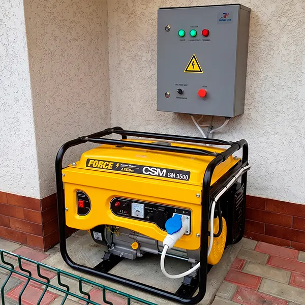 Gerador instalado com quadro de comando e sinalização montado na parede