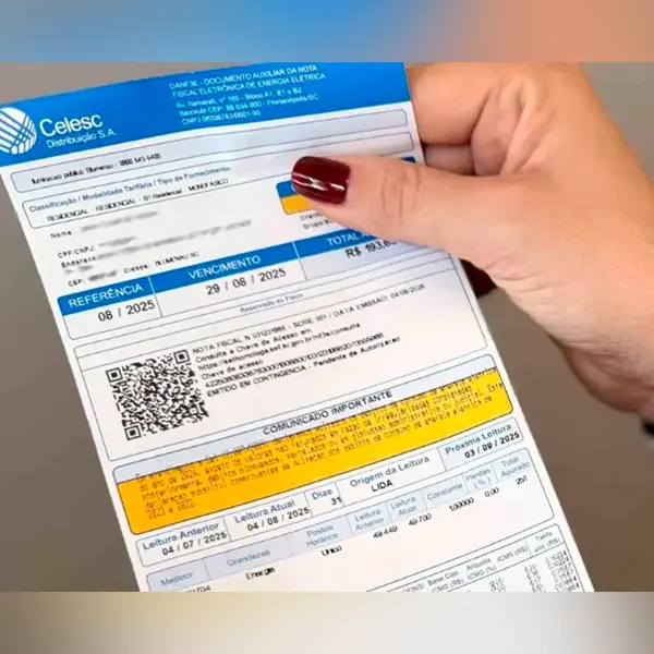 Fatura de energia elétrica sendo conferida